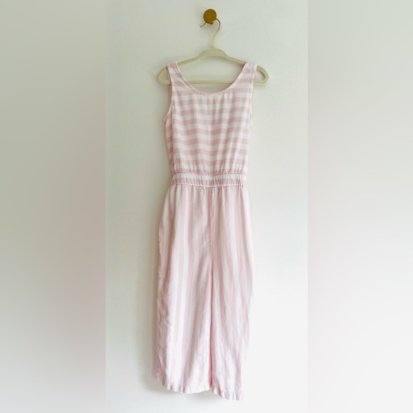 Carter's Light Pink and White Striped Jumpsuit with Tie Back Bow Girls 4T - Picture 1 of 4